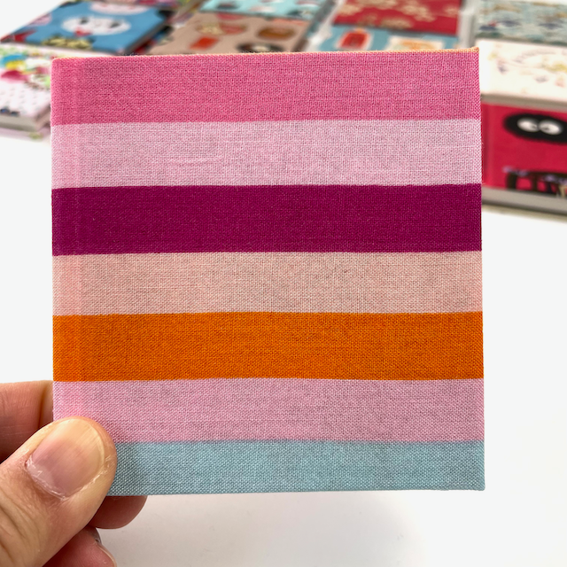 tiny small sketch book handmade drawing art journal paper pink stripes