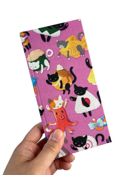 slim travel notebook hardcover handmade bookbinding portable party cats 