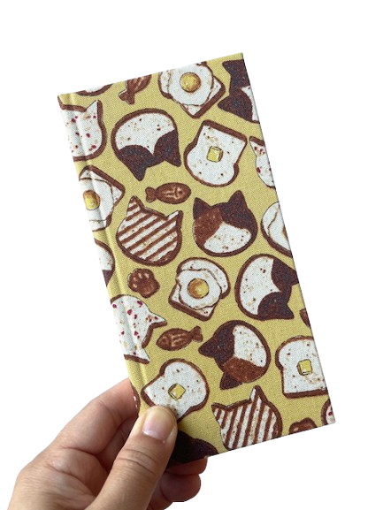 slim travel notebook hardcover handmade bookbinding portable bread butter cat 